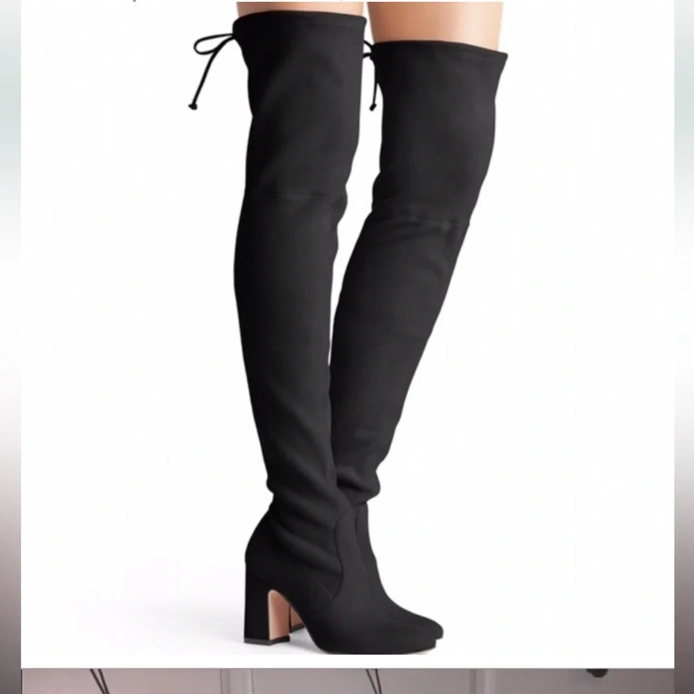 A new day black knee high boots block heels new